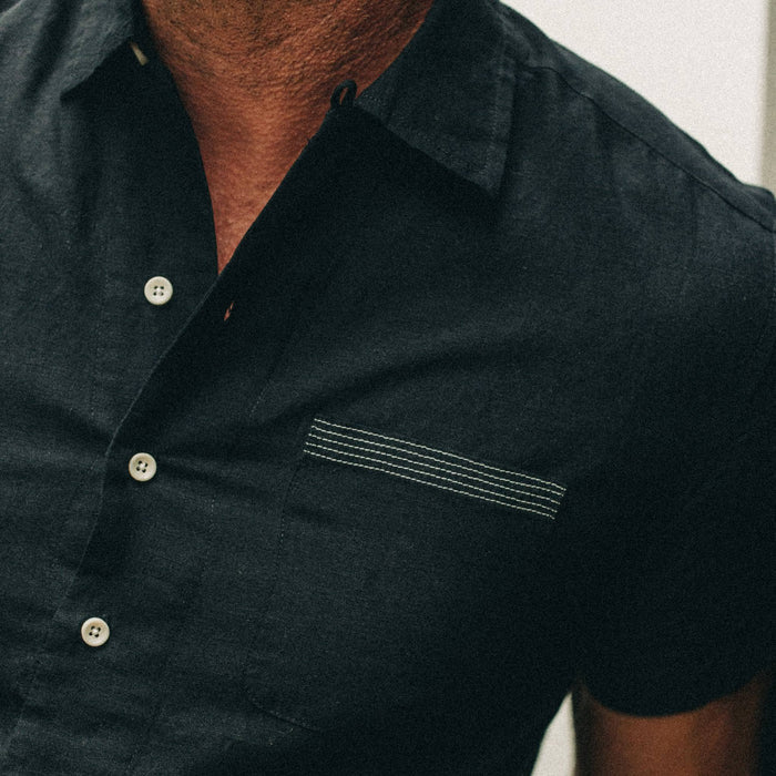 The Short Sleeve Hawthorne in Navy and Natural