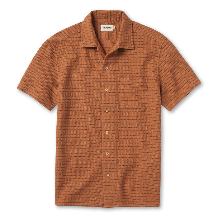 flatlay of The Short Sleeve Hawthorne in Rust Pickstitch Waffle