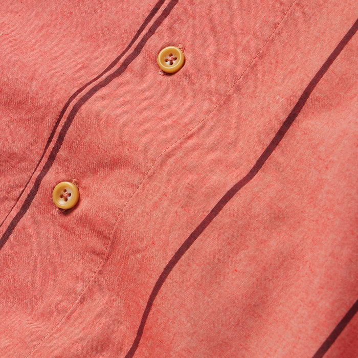 material shot of the buttons on The Short Sleeve Hawthorne in Rust Stripe