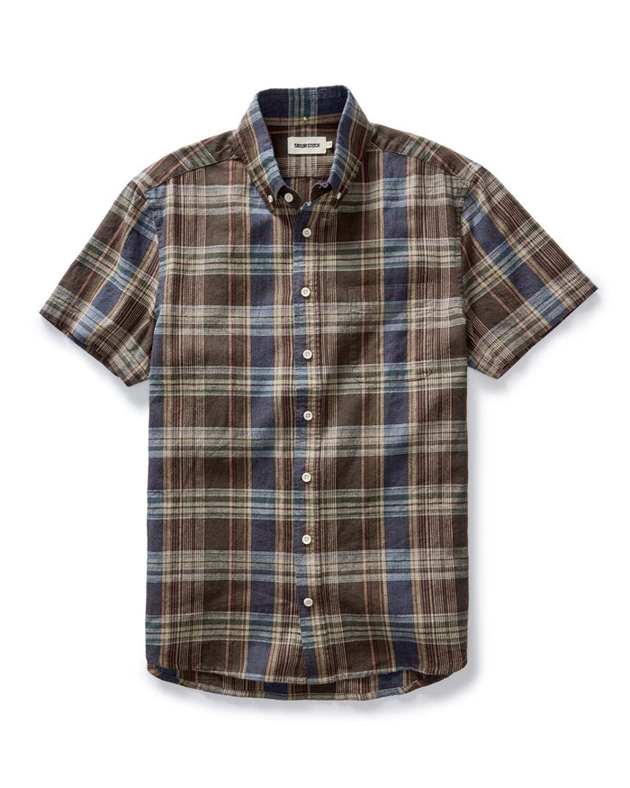 flatlay of The Short Sleeve Jack in Atlantic Blue Plaid