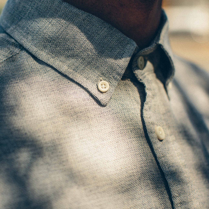 The fit model showing close up of the jack collar