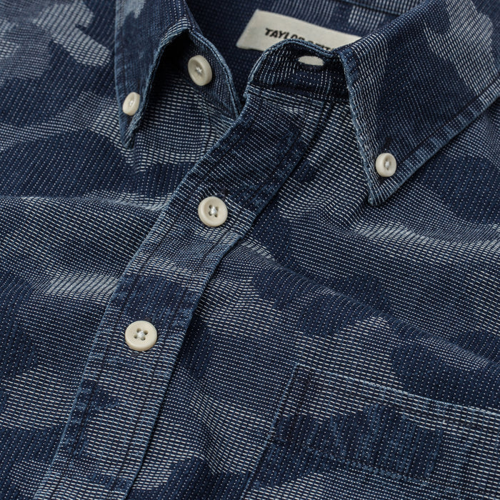 The Short Sleeve Jack in Indigo Jacquard Camo
