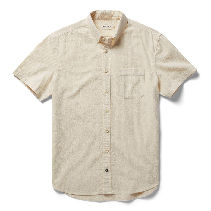 flat lay of The Short Sleeve Jack in Natural Seersucker