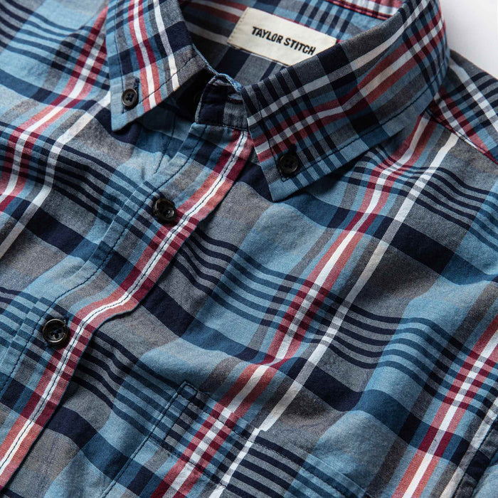 Material shot close up with collar and placket visible