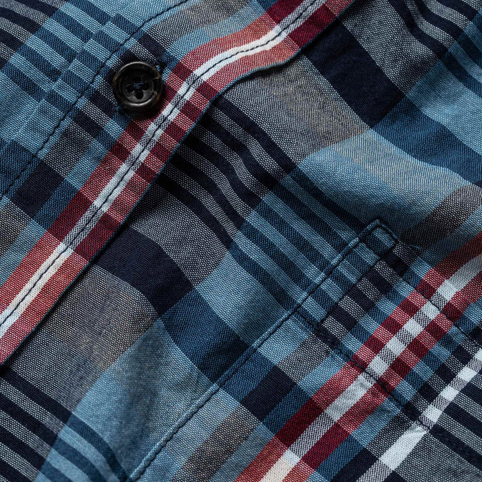 Close up material shot focusing on plaid pattern