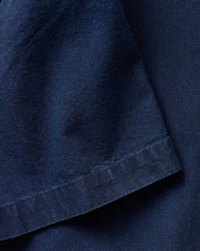 editorial image of The Short Sleeve Jack in Rinsed Indigo Oxford hanging