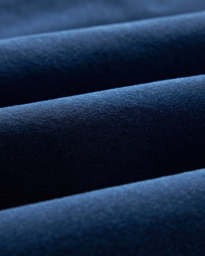 material shot of the fabric on The Short Sleeve Jack in Rinsed Indigo Oxford