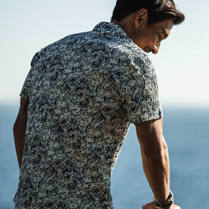 fit model wearing The Short Sleeve Jack in Whitewater, back