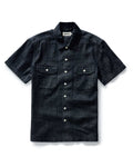 flatlay of The Short Sleeve Mechanic Shirt in Rinsed Indigo Denim