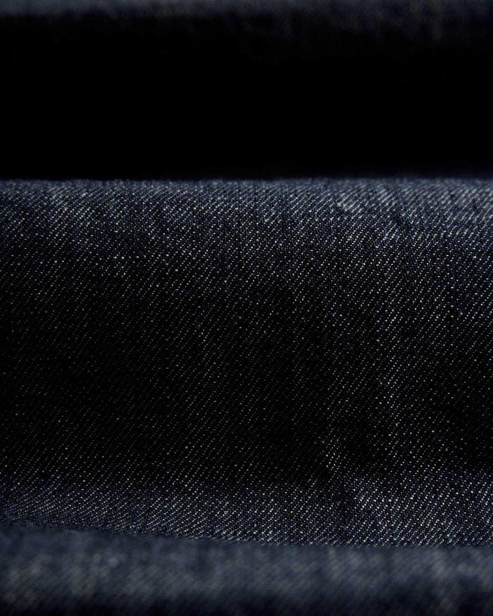 material shot of the fabric on The Short Sleeve Mechanic Shirt in Rinsed Indigo Denim