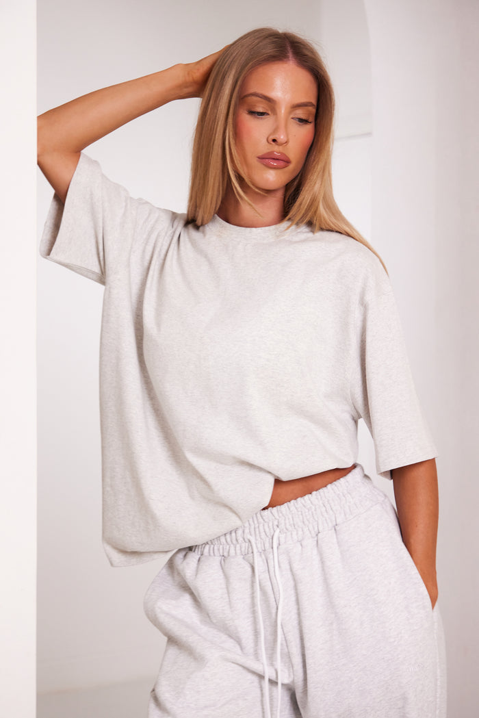 The Short Sleeve Oversized Tee in Light Grey