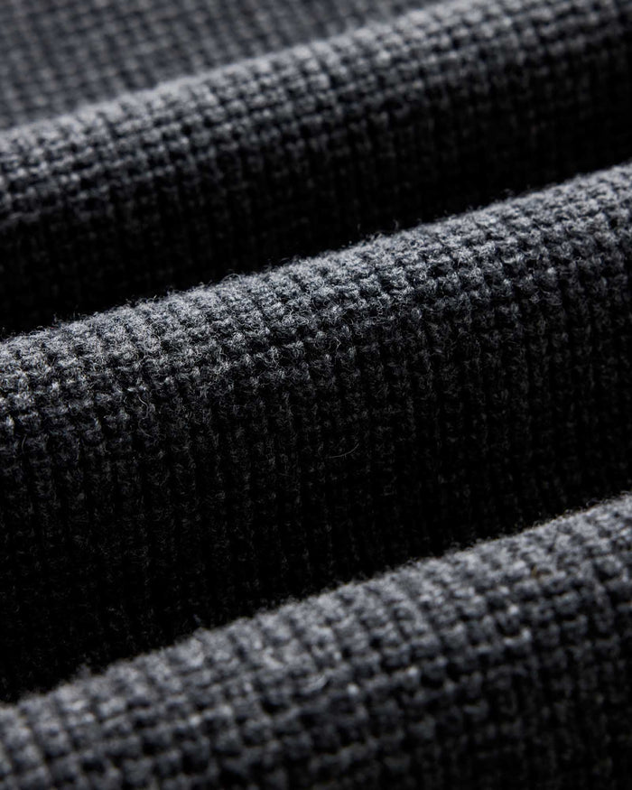 material shot of the fabric on The Sidecountry Crew in Heather Graphite Merino Waffle
