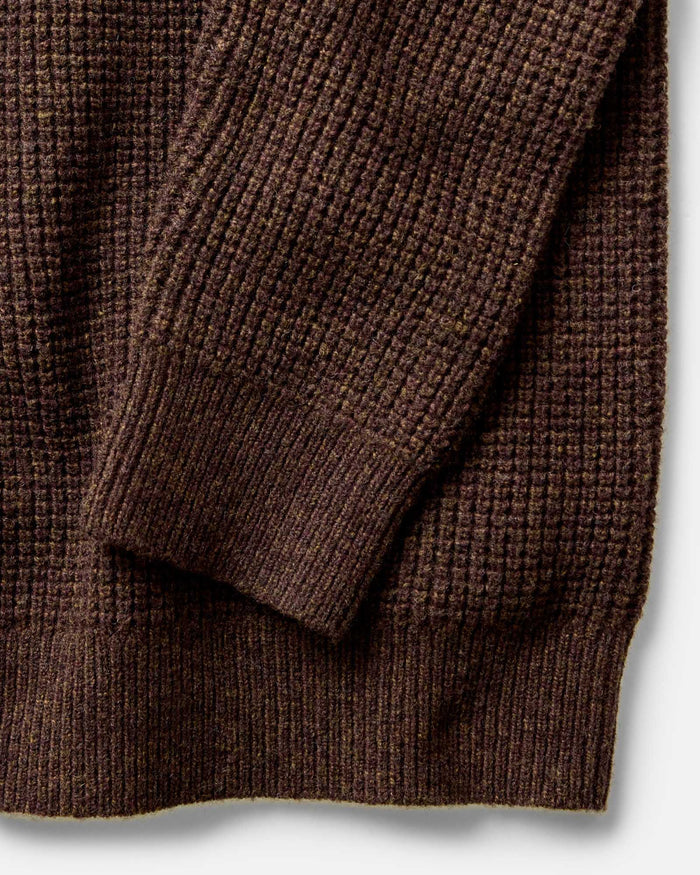 material shot of the sleeve on The Sidecountry Crew in Heather Marsh Merino Waffle