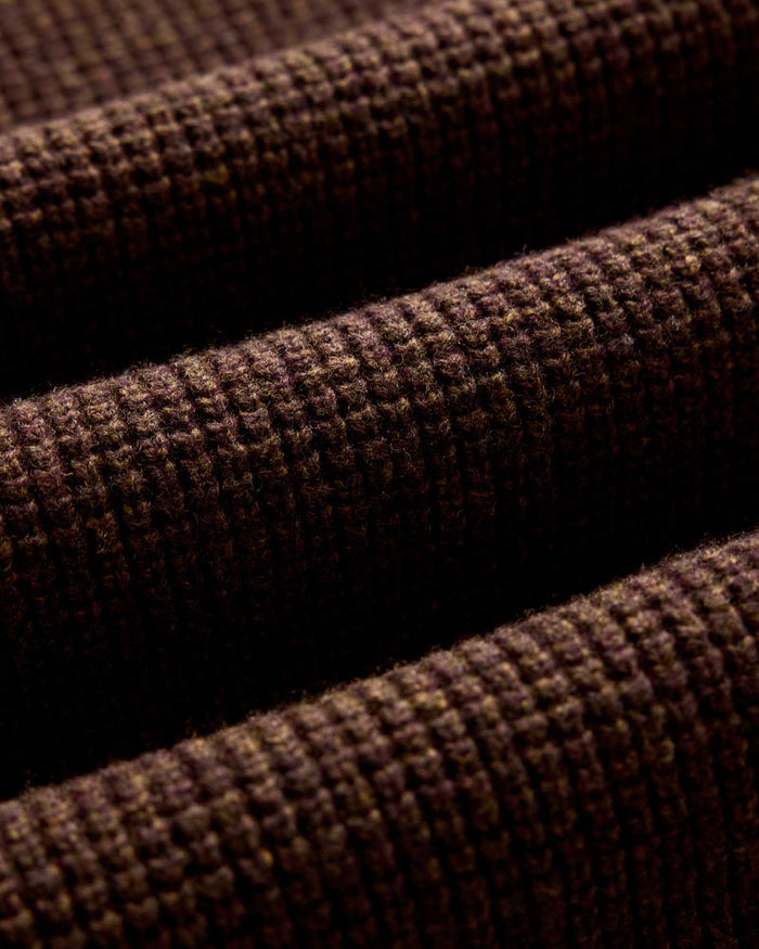 material shot of the fabric on The Sidecountry Crew in Heather Marsh Merino Waffle