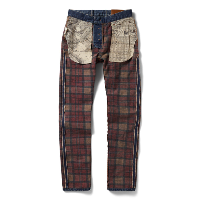 flatlay of the interior of The Slim Brushed Back Jean in Sawyer Wash Organic Selvage