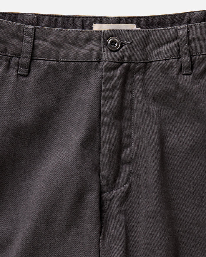 material shot of the button fly on The Slim Foundation Pant in Organic Faded Black