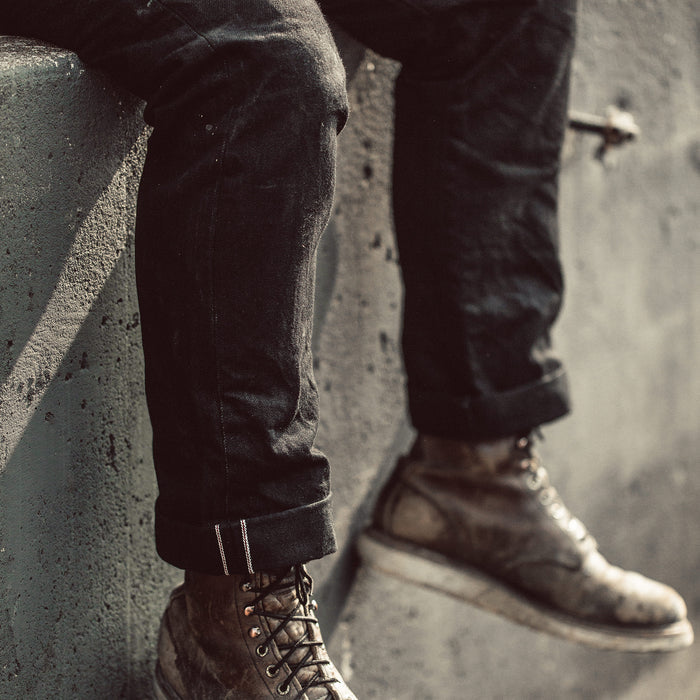 Our fit model wearing The Slim Jean.