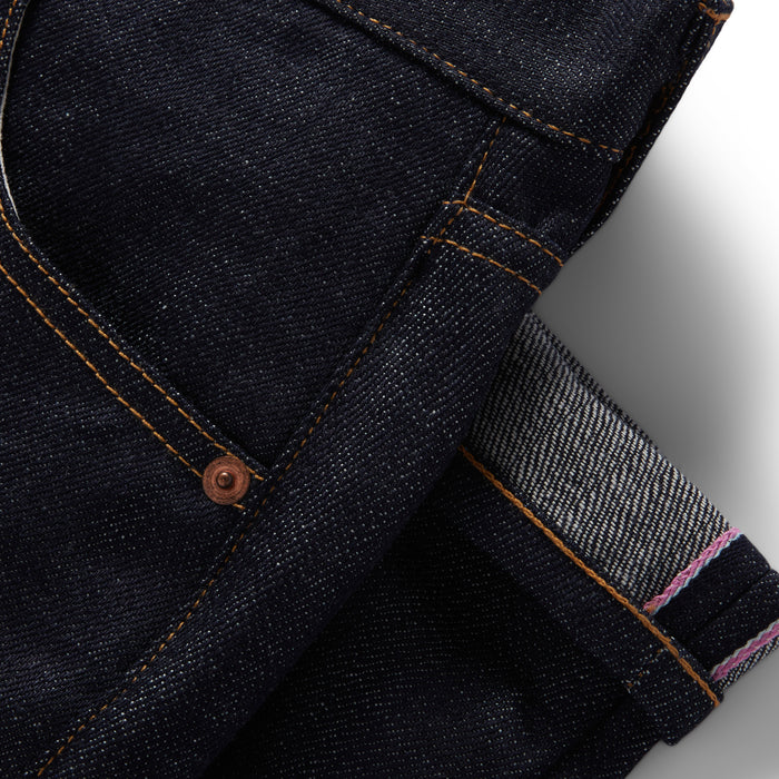 material shot of selvage cuffs on The Slim Jean in Kuroki Welterweight Slub