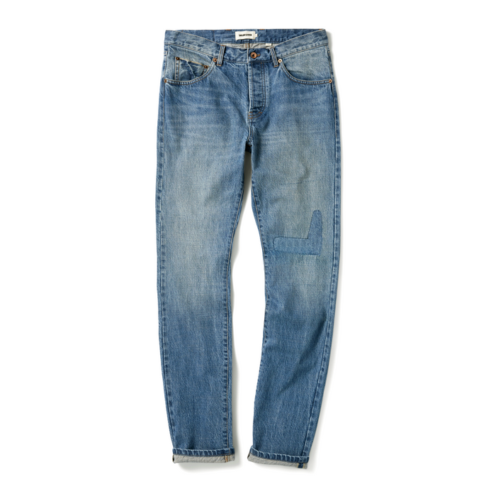 flatlay of The Slim Jean in Patch Wash Selvage