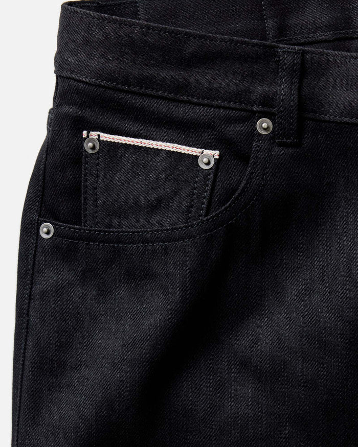 flatlay of The Slim Jean in Rigid Black Organic Selvedge