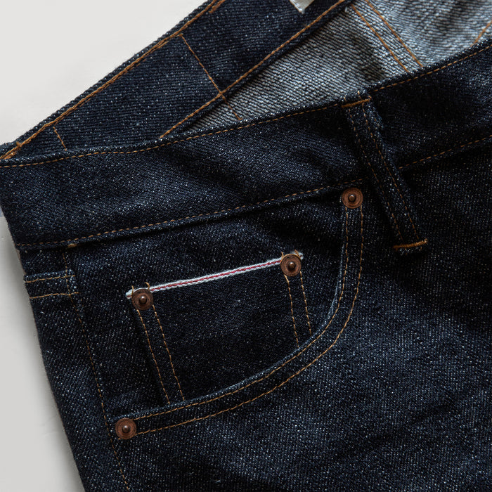 material shot of the selvage pocket on The Slim Jean in Umeda Selvage