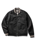 flatlay of The Speedway Bomber in Organic Faded Black Twill