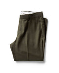 folded flatlay of The Stevens Trouser in Black Olive Wool Flannel