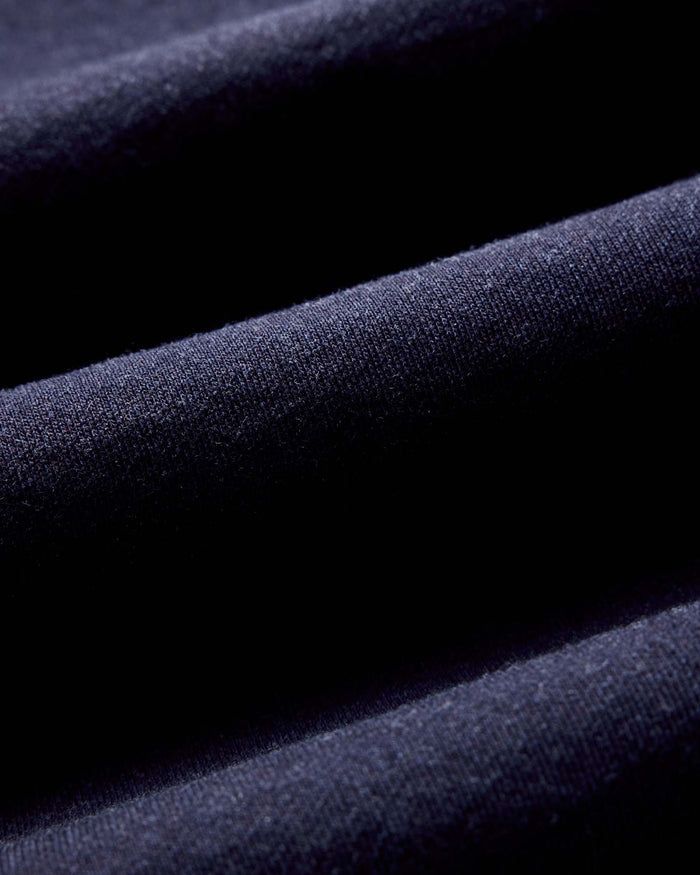 material shot of the collar on The Apres Crew in Indigo Terry