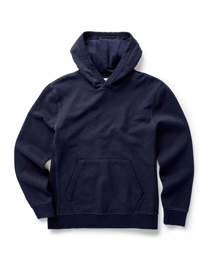 flatlay of The Apres Hoodie in Indigo Terry