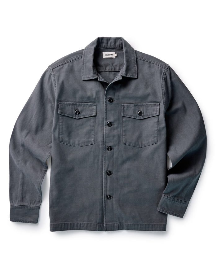 flatlay of The Surplus Shirt in Faded Black Reverse Sateen