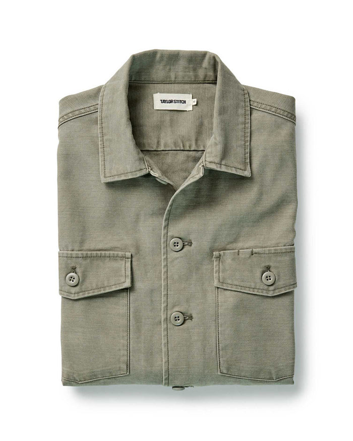 The Surplus Shirt in Field Olive Reverse Sateen