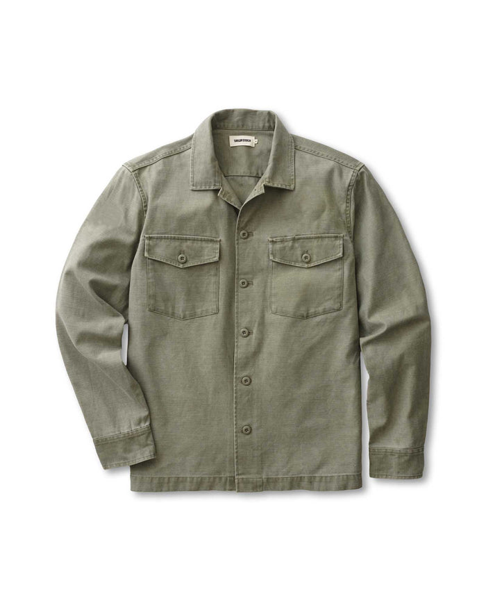 flaltay of The Surplus Shirt in Field Olive Reverse Sateen