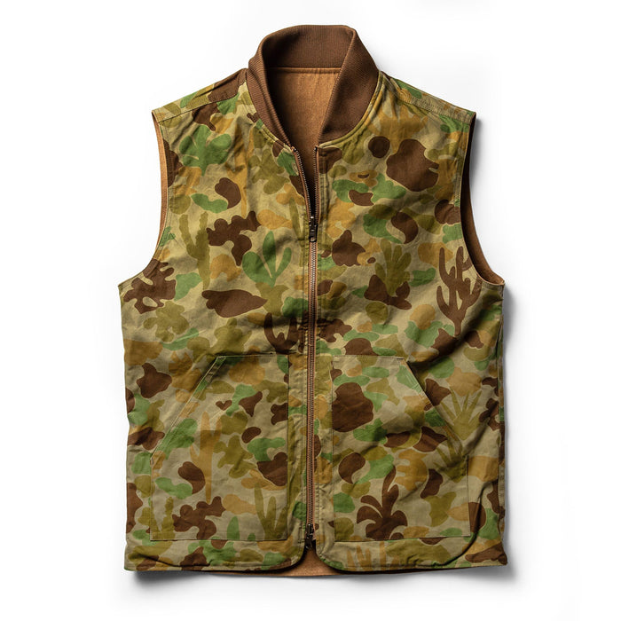 flatlay of vest, camo side