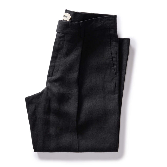 folded flatlay of The Thomas Trouser in Coal Linen Twill