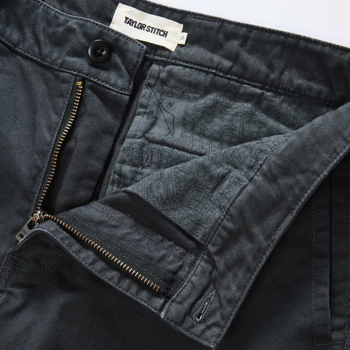 material shot of the zipper fly on The Tommie Pant in Faded Black