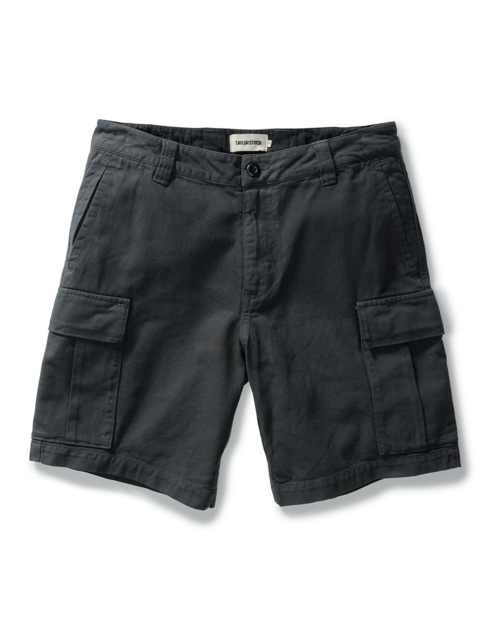 flatlay of The Tommie Short in Faded Black Broken Twill