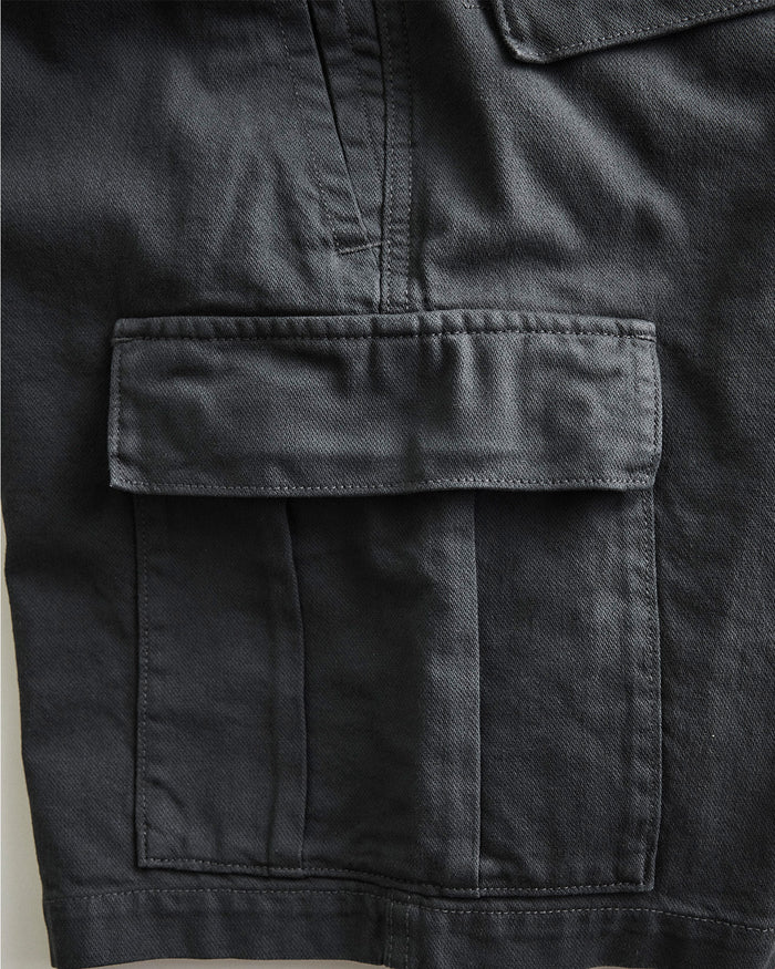 material shot of the pocket on The Tommie Short in Faded Black Broken Twill
