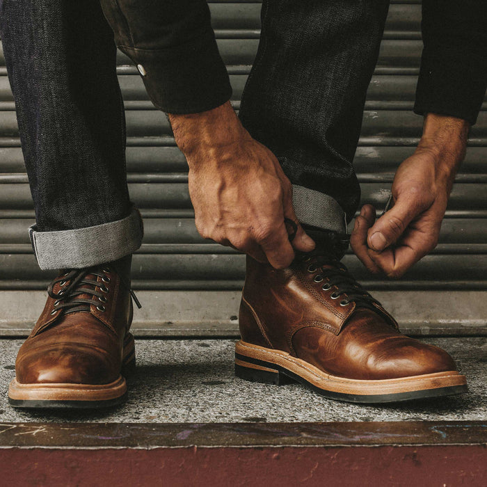 Our fit model wearing The Trench Boot.