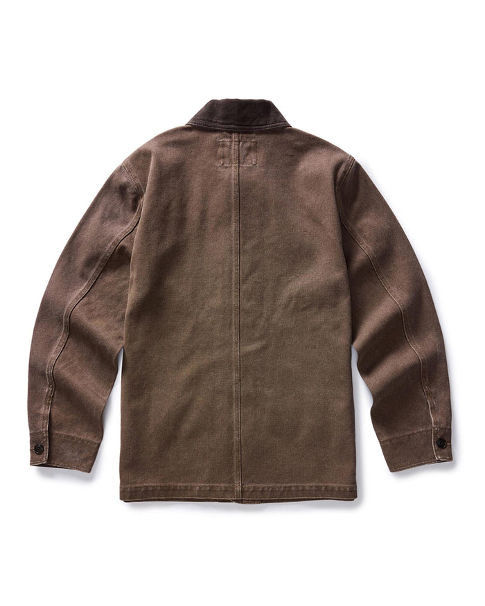 flatlay of the back of The Upland Jacket in Aged Penny Chipped Canvas