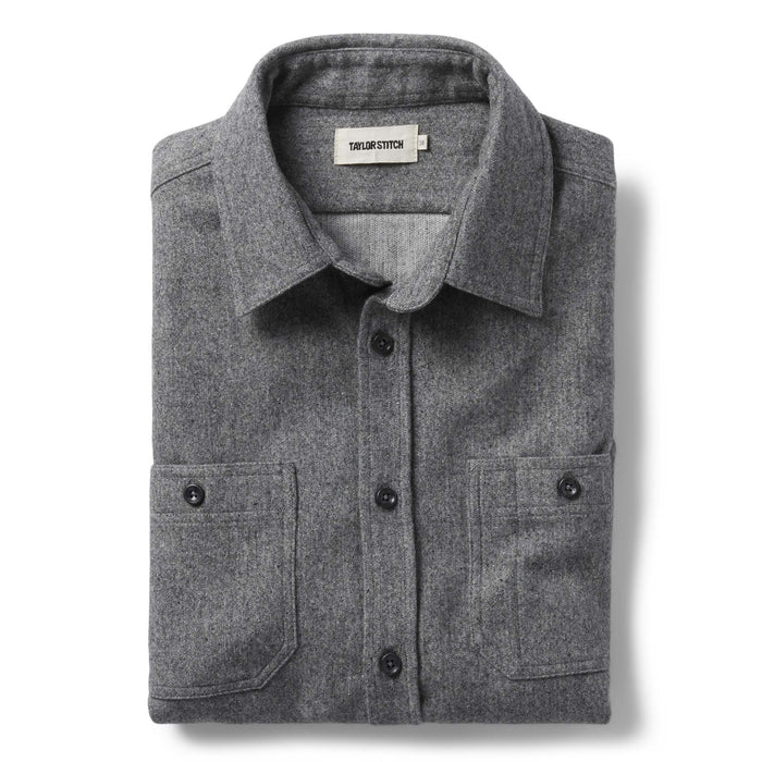folded flatlay of The Utility Shirt in Ash Donegal Wool