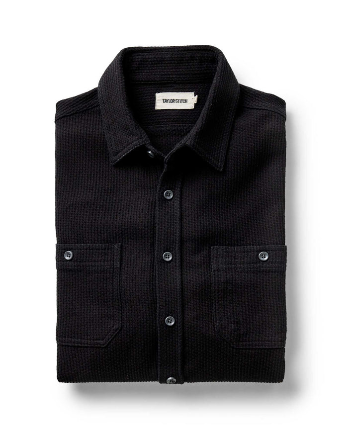 folded flatlay of The Utility Shirt in Black Indigo Sashiko