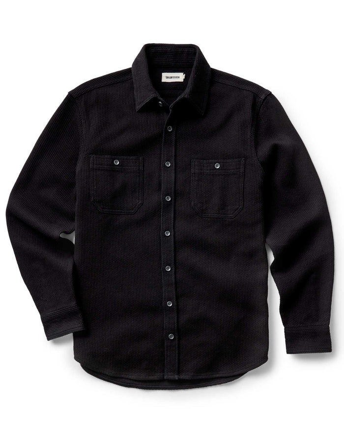 flatlay of The Utility Shirt in Black Indigo Sashiko