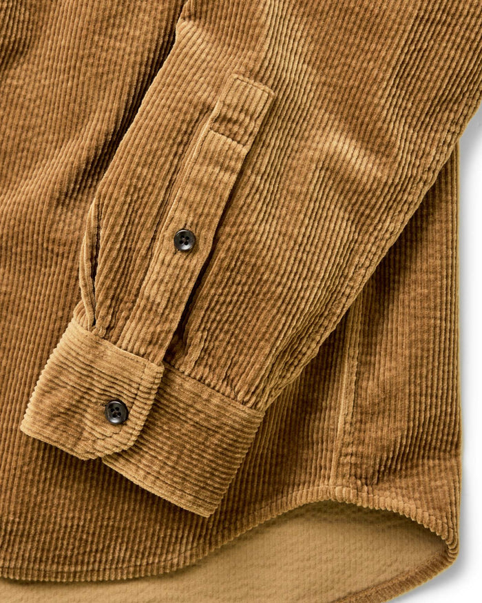 material shot of the sleeve on The Utility Shirt in Bourbon Corduroy