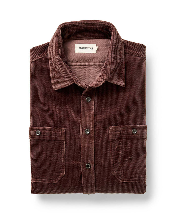 folded flatlay of The Utility Shirt in Burgundy Corduroy