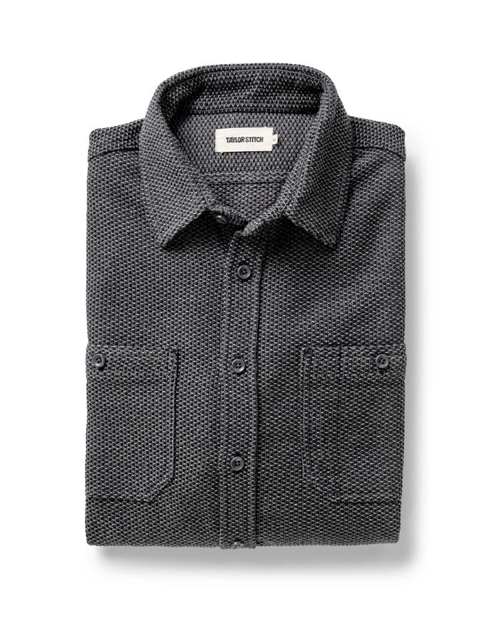folded flatlay of The Utility Shirt in Charcoal Sashiko