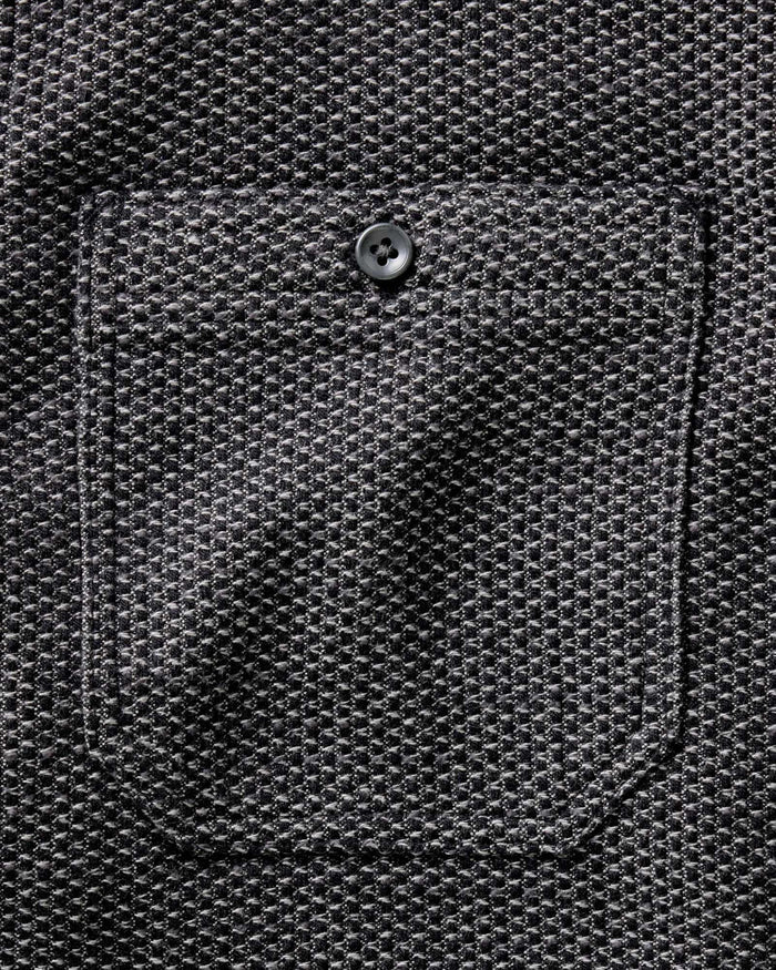material shot of the pocket on The Utility Shirt in Charcoal Sashiko
