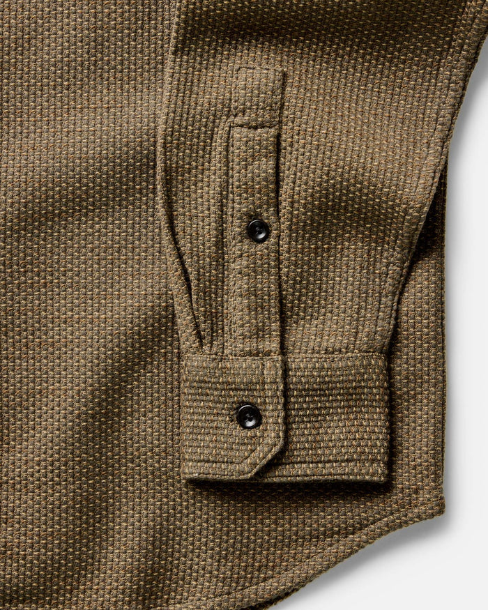 material shot of the sleeve on The Utility Shirt in Cypress Sashiko