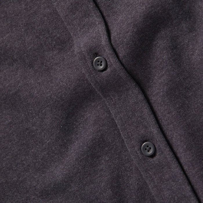 material shot of front placket and buttons of The Utility Shirt in Dark Charcoal Heavy Bag