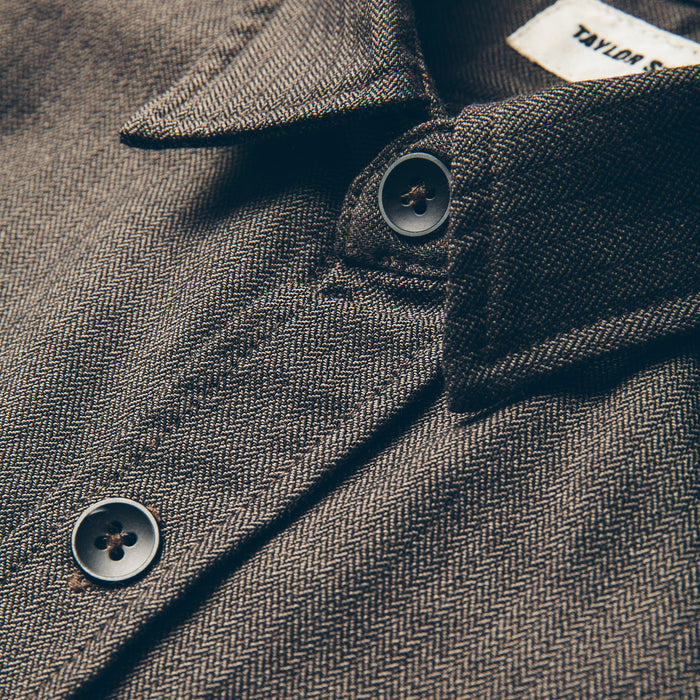 The Utility Shirt in Moss Merino 4S Herringbone