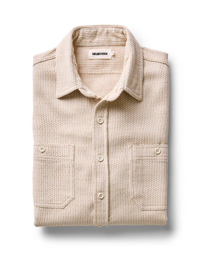 folded flatlay of The Utility Shirt in Natural Sashiko